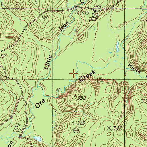 Topographic Map of Hulse Creek, TX