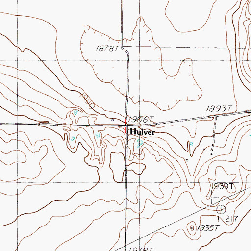 Topographic Map of Hulver, TX