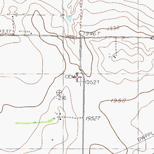 Topographic Map of Hulver Cemetery, TX