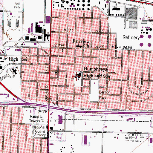 Topographic Map of Humphreys Highland School, TX