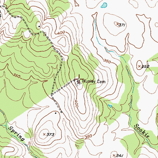 Topographic Map of Hunley Cemetery, TX