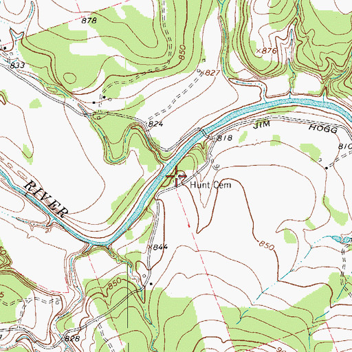 Topographic Map of Hunt Cemetery, TX