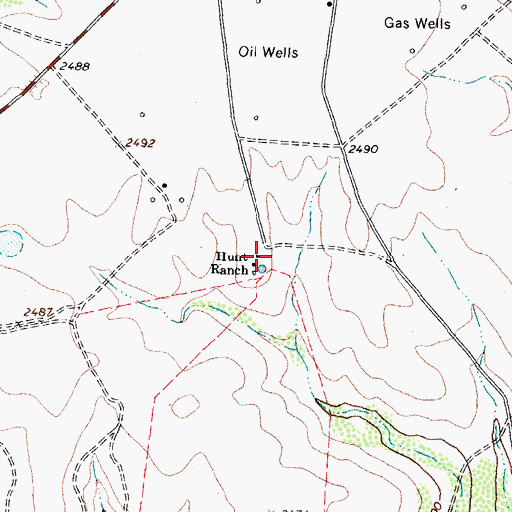 Topographic Map of Hunt Ranch, TX