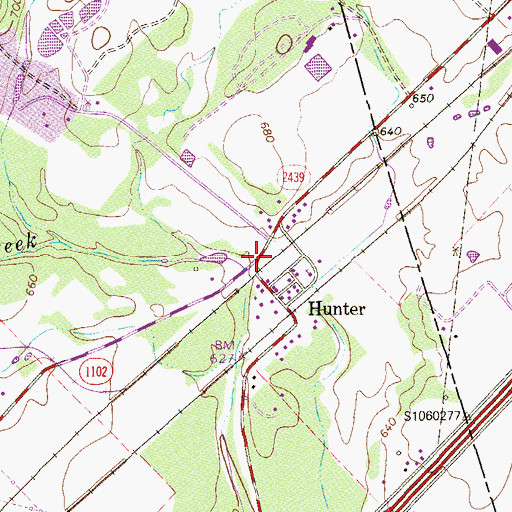 Topographic Map of Hunter, TX