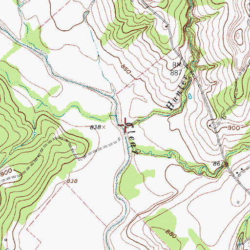 Topographic Map of Hunter Branch, TX