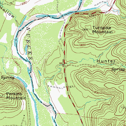 Topographic Map of Hunter Hollow, TX