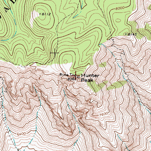 Topographic Map of Hunter Peak, TX