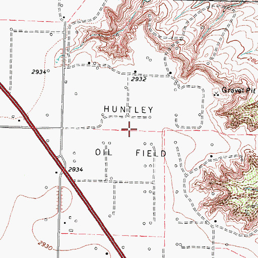 Topographic Map of Huntley Oil Field, TX