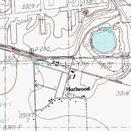 Topographic Map of Hurlwood, TX