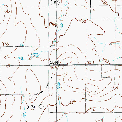 Topographic Map of Hurnville Cemetery, TX