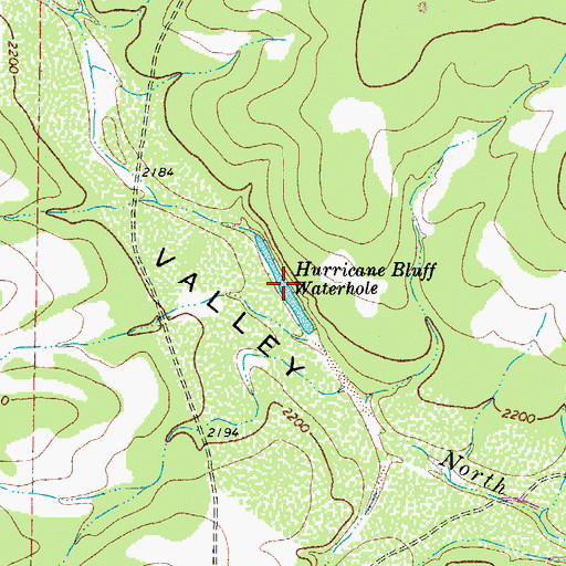 Topographic Map of Hurricane Bluff Waterhole, TX