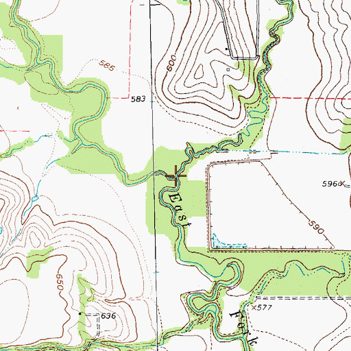 Topographic Map of Hurricane Creek, TX