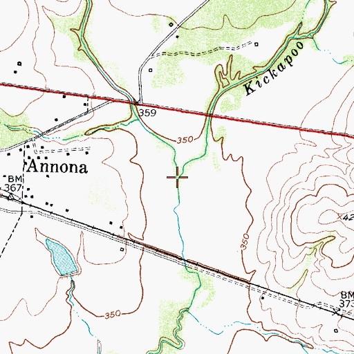 Topographic Map of Hurricane Creek, TX