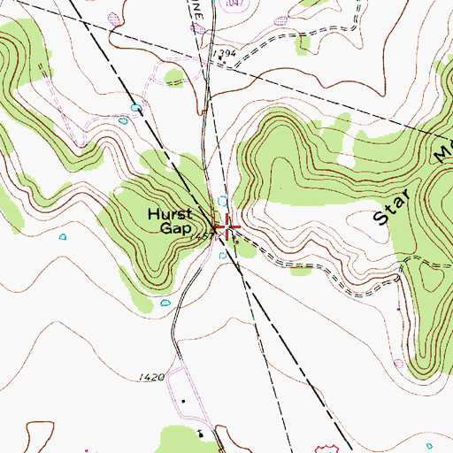 Topographic Map of Hurst Gap, TX