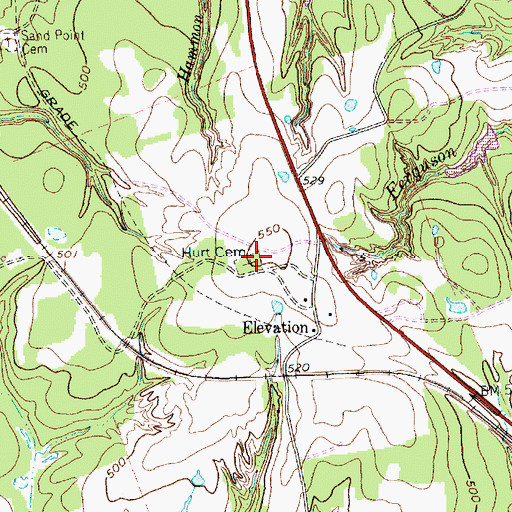 Topographic Map of Hurt - Graham Cemetery, TX