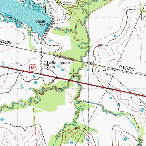 Topographic Map of Hutchins Creek, TX