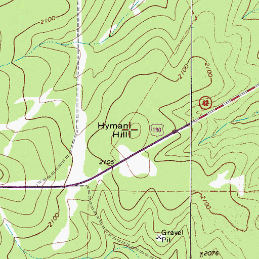 Topographic Map of Hyman Hill, TX