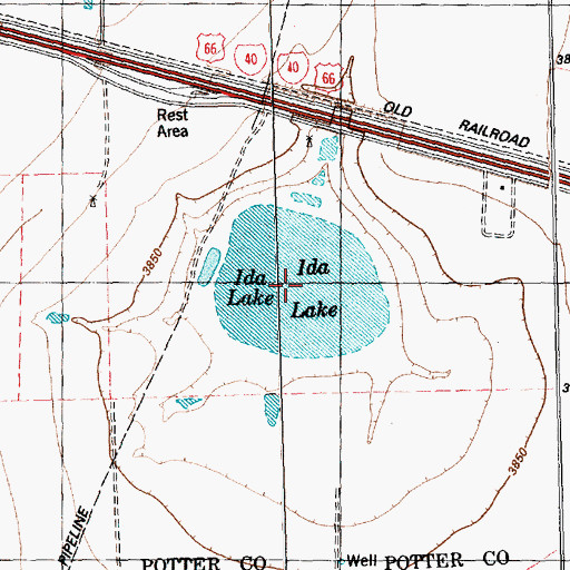 Topographic Map of Ida Lake, TX