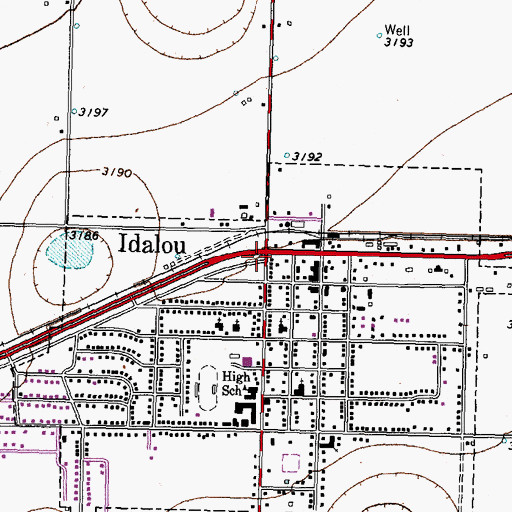 Topographic Map of Idalou, TX