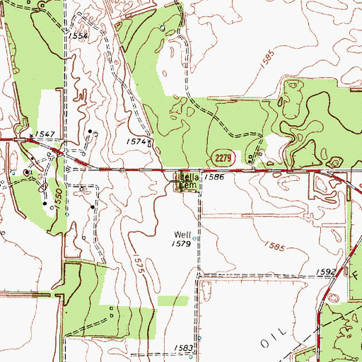 Topographic Map of Idella Cemetery, TX