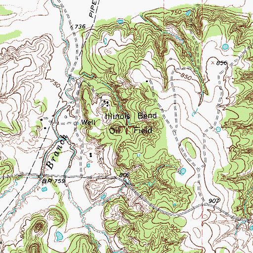 Topographic Map of Illinois Bend Oil Field, TX