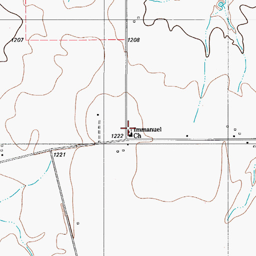 Topographic Map of Immanuel Church, TX