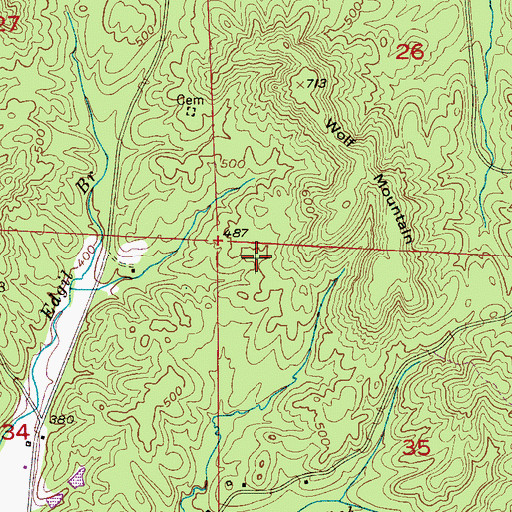 Topographic Map of Wolf Mountain Mine, AL