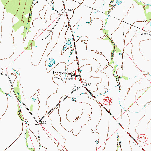 Topographic Map of Independence Church, TX