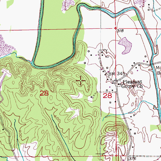Topographic Map of Arker Mine, AL