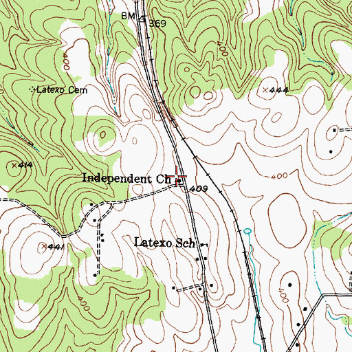 Topographic Map of Independent Church, TX