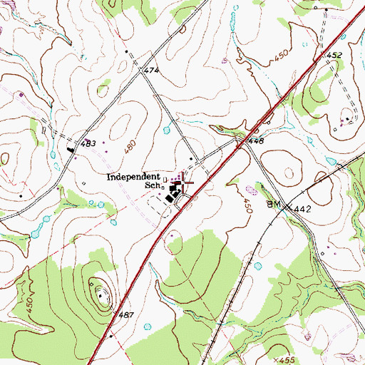 Topographic Map of Independent School, TX