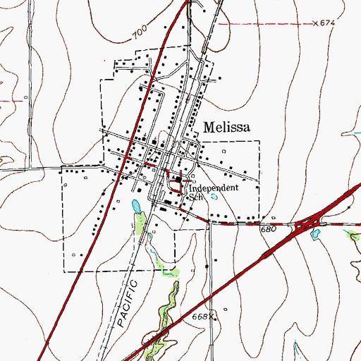 Topographic Map of Independent School, TX