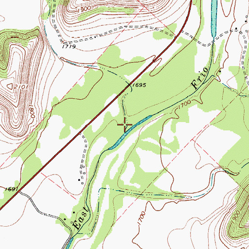 Topographic Map of Indian Creek, TX