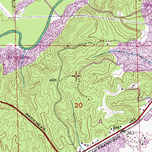 Topographic Map of Cedrum Number 1 Mine, AL