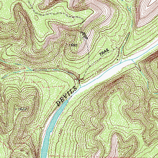 Topographic Map of Indian Creek, TX