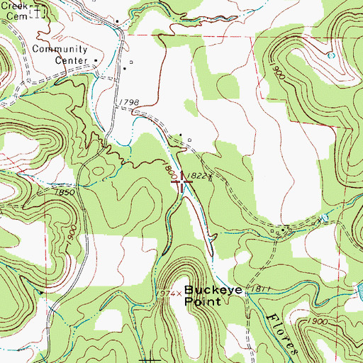 Topographic Map of Indian Creek, TX