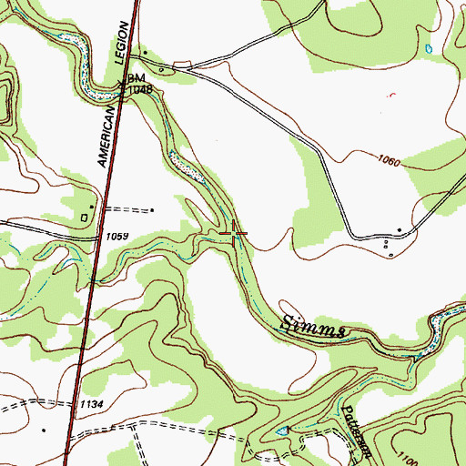 Topographic Map of Indian Creek, TX