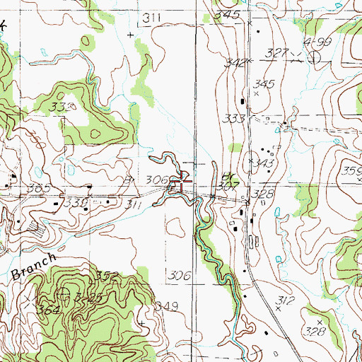 Topographic Map of Indian Creek, TX