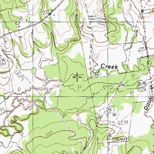 Topographic Map of Indian Creek, TX