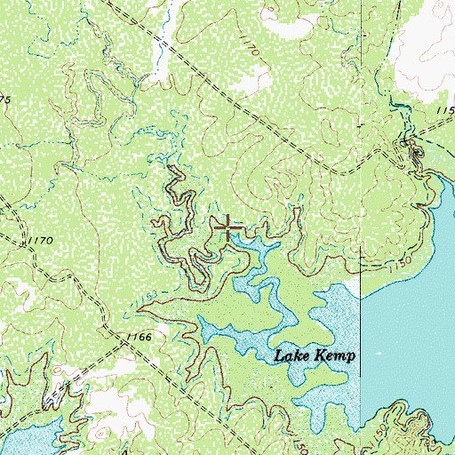 Topographic Map of Indian Creek, TX