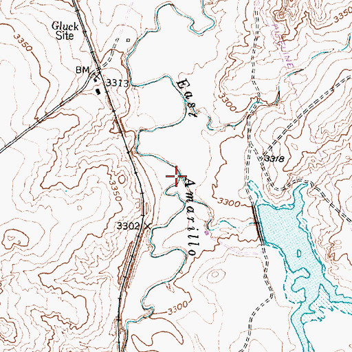 Topographic Map of Indian Creek, TX