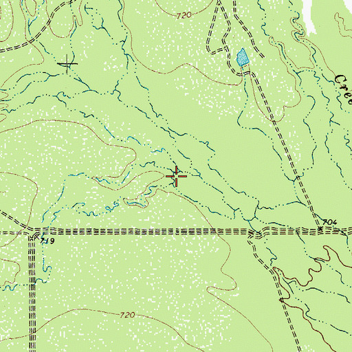 Topographic Map of Indian Creek, TX
