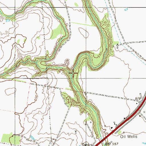 Topographic Map of Indian Creek, TX