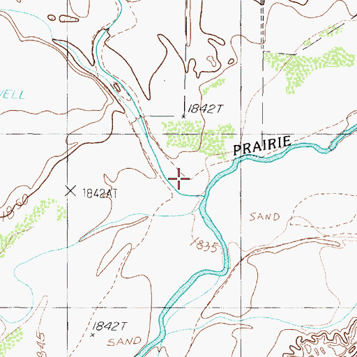 Topographic Map of Indian Creek, TX