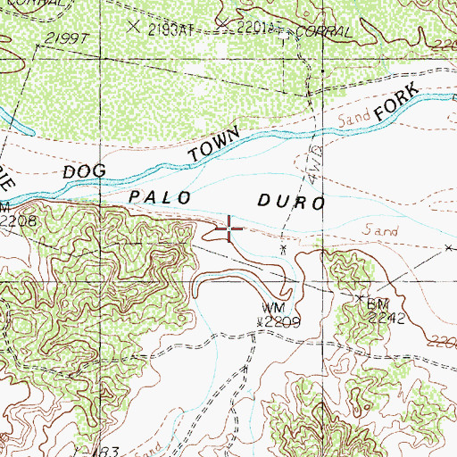 Topographic Map of Indian Creek, TX