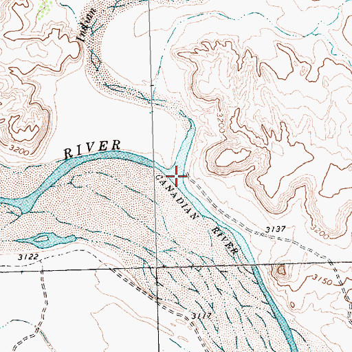 Topographic Map of Indian Creek, TX