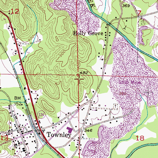 Topographic Map of Townley Mine, AL