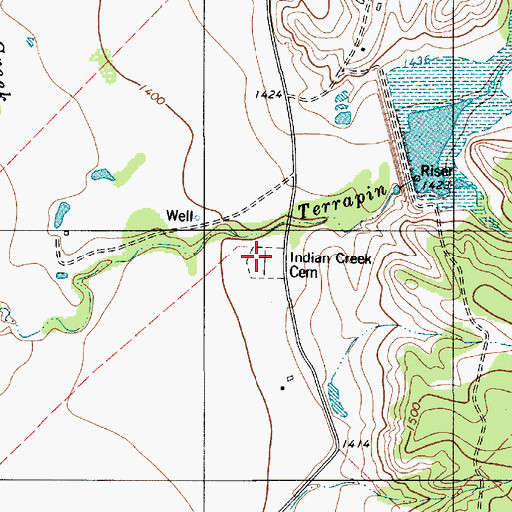 Topographic Map of Indian Creek Cemetery, TX