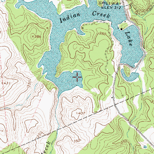 Topographic Map of Indian Creek Lake, TX