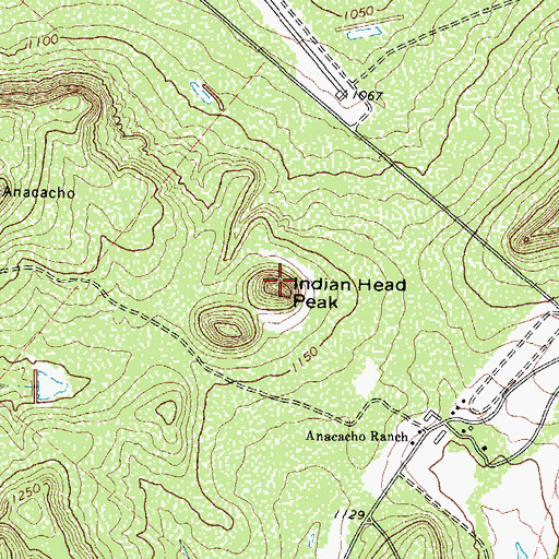 Topographic Map of Indian Head Peak, TX